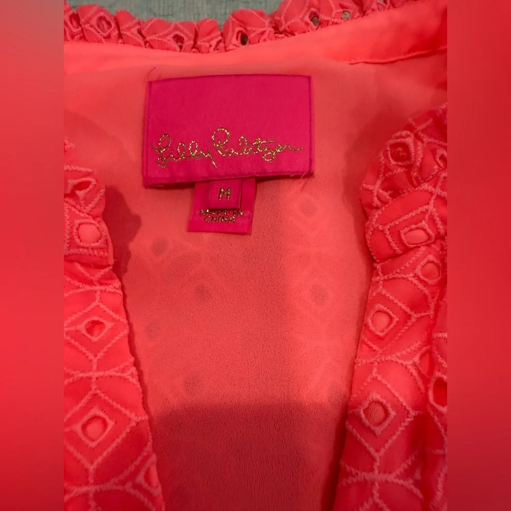 Lilly Pulitzer Novella Coral Sleeveless Eyelet Dress M - Picture 15 of 16